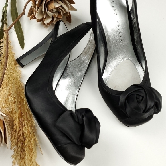 Martinez Valero Blk ButtonBow BabyDoll Slingback 9 - Picture 10 of 15